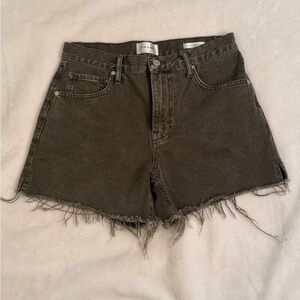 Frame Denim Olive Distressed High-Rise Jean Shorts